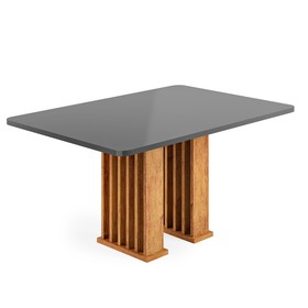 Mesa de Jantar 4 Lugares Retangular Tampo de Mdf Munique Mel/Cinza - Casa Giulia