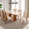 Conjunto Sala de Jantar 6 Lugares Retangular Tampo de Vidro/Mdf Dubai Mel/Off White/Linho Bronze - Casa Giulia