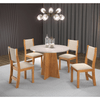 Mesa de Jantar Redonda 90x90 Fox com 4 Cadeiras Sol Mel/Blonde/Bege - Casa Giulia