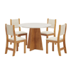 Mesa de Jantar Redonda 90x90 Fox com 4 Cadeiras Sol Mel/Blonde/Bege - Casa Giulia