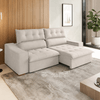 Sofá 4 Lugares 2,30m Retrátil e Reclinável com Pillow Top Jasper Veludo Bege - Casa Giulia