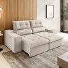 Sofá 3 Lugares 2,10m Retrátil e Reclinável com Pillow Top Jasper Veludo Bege - Casa Giulia