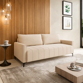 Sofá Living 3 Lugares 2,05m Pés de Ferro Bariloche Linho Bronze - Casa Giulia
