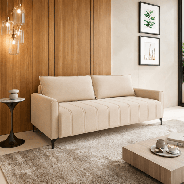 Sofá Living 3 Lugares 2,05m Pés de Ferro Bariloche Linho Bronze - Casa Giulia