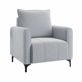 Poltrona Decorativa com Pés de Ferro Bariloche Linho Inox- Casa Giulia