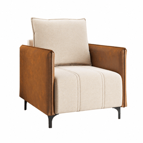 Poltrona Decorativa Braços em Corano Jady Linho Bronze/Durango - Casa Giulia
