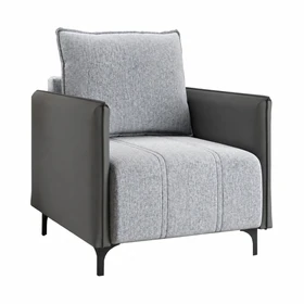 Poltrona Decorativa Braços em Corano Jady Linho Inox/Chumbo - Casa Giulia