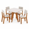Conjunto Sala de Jantar 4 Lugares Quadrado Tampo de Mdf/Vidro Dynna Mel/Vidro Off White/Bege - Casa Giulia