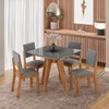 Conjunto Sala de Jantar 4 Lugares Quadrado Tampo de Mdf/Vidro Dynna Mel/Vidro Grafite/Cinza- Casa Giulia
