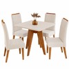 Conjunto Sala de Jantar 4 Lugares Quadrado Tampo de Mdf Marely Mel/Blonde/Bege - Casa Giulia