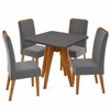Conjunto Sala de Jantar 4 Lugares Quadrado Tampo de Mdf Marely Mel/Cinza - Casa Giulia
