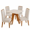 Conjunto Sala de Jantar 4 Lugares Quadrado Tampo de Mdf Vanny Mel/Blonde/Bege - Casa Giulia