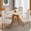 Conjunto Sala de Jantar 4 Lugares Quadrado Tampo de Mdf Vanny Mel/Blonde/Bege - Casa Giulia