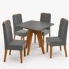 Conjunto Sala de Jantar 4 Lugares Quadrado Tampo de Mdf Vanny Mel/Cinza - Casa Giulia
