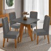 Conjunto Sala de Jantar 4 Lugares Quadrado Tampo de Mdf Vanny Mel/Cinza - Casa Giulia