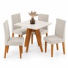 Conjunto Sala de Jantar 4 Lugares Quadrado Tampo de Mdf Kamenya Mel/Blonde/Bege - Casa Giulia