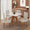 Conjunto Sala de Jantar 4 Lugares Quadrado Tampo de Mdf Kamenya Mel/Blonde/Bege - Casa Giulia