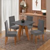Conjunto Sala de Jantar 4 Lugares Quadrado Tampo de Mdf Kamenya Mel/Cinza - Casa Giulia