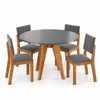 Conjunto Sala de Jantar 4 Lugares Redondo Tampo de Mdf Lyana Mel/Cinza - Casa Giulia