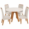 Conjunto Sala de Jantar 4 Lugares Redondo Tampo de Mdf Vinya Mel/Blonde/Bege - Casa Giulia