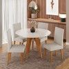 Conjunto Sala de Jantar 4 Lugares Redondo Tampo de Mdf Lorrana Mel/Blonde/Bege - Casa Giulia