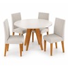 Conjunto Sala de Jantar 4 Lugares Redondo Tampo de Mdf Lorrana Mel/Blonde/Bege - Casa Giulia