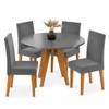 Conjunto Sala de Jantar 4 Lugares Redondo Tampo de Mdf Lorrana Mel/Cinza - Casa Giulia