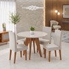 Conjunto Sala de Jantar 4 Lugares Redondo Tampo de Mdf/Vidro Lorrana Mel/Vidro Off White/Bege - Casa Giulia