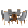 Mesa de Jantar Redonda Young com 6 Cadeiras Iza Mel/Cinza/Vd Grafite - Casa Giulia