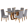 Mesa de Jantar Retangular Castelli com 6 Cadeiras Iza Mel/Cinza/Vd Grafite - Casa Giulia