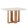Mesa de Jantar Retangular Ligia com 4 Cadeiras Iza Mel/Bege/Vd Off White - Casa Giulia