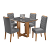 Mesa de Jantar Retangular Ligia com 4 Cadeiras Iza Mel/Cinza/Vd Grafite - Casa Giulia