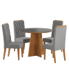 Mesa de Jantar Redonda Keti com 4 Cadeiras Iza Mel/Cinza/ Vd Grafite - Casa Giulia