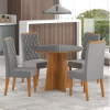 Mesa de Jantar Redonda Keti com 4 Cadeiras Iza Mel/Cinza/ Vd Grafite - Casa Giulia