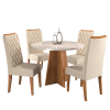 Mesa de Jantar Redonda Piece com 4 Cadeiras Iza Mel/Blonde/Bege - Casa Giulia