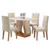 Mesa de Jantar Retangular Sure com 4 Cadeiras Venus Mel/Blonde/Bege - Casa Giulia