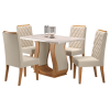 Mesa de Jantar Retangular Sharom com 4 Cadeiras Iza Mel/Blonde/Bege - Casa Giulia