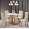 Mesa de Jantar Retangular Sharom com 4 Cadeiras Iza Mel/Blonde/Bege - Casa Giulia