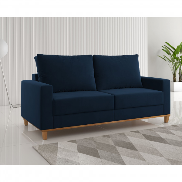 Estofado Living 3 Lugares Gael  Azul - Casa Giulia