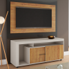 Rack com Painel para TV Até 50 Polegadas Melody 2 Portas Off White/Mel - Casa Giulia