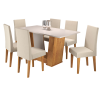 Mesa de Jantar Retangular Thea com 6 Cadeiras Venus Mel/Blonde/Bege - Casa Giulia