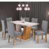 Mesa de Jantar Retangular Thea com 6 Cadeiras Venus Mel/Blonde/Cinza - Casa Giulia