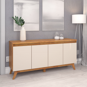 Buffet 4 Portas 2 Prateleiras Internas Space Mel/Off White - Casa Giulia