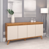 Buffet 4 Portas 2 Prateleiras Internas Space Mel/Off White - Casa Giulia