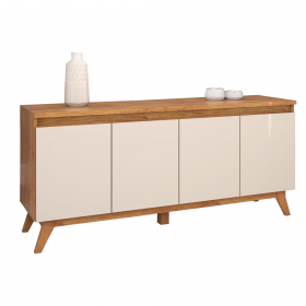 Buffet 4 Portas 2 Prateleiras Internas Space Mel/Off White - Casa Giulia