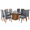 Mesa de Jantar  Carmel com 8 Cadeiras Flora em Madeira Maciça Mel Grafite V.grafite Casa Giulia