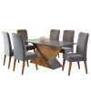 Mesa de Jantar Retangular Patagonia com 6 Cadeiras Flora em Madeira Maciça Mel/Cinza Brilho/Grafite - Casa Giulia