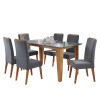 Mesa de Jantar Retangular Scala com 6 Cadeiras Flora em Madeira Maciça Mel/Grafite/V.grafite - Casa Giulia