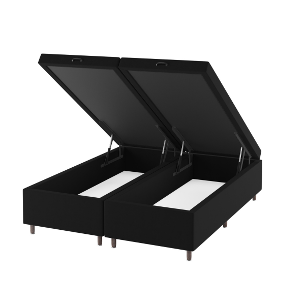 Base Box Bau King Size Cairo (43x193x203cm)  Preto - Casa Giulia
