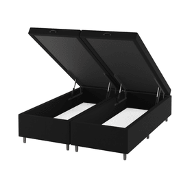 Base Box Bau Queen Size Cairo (43x158x198cm) Preto - Casa Giulia